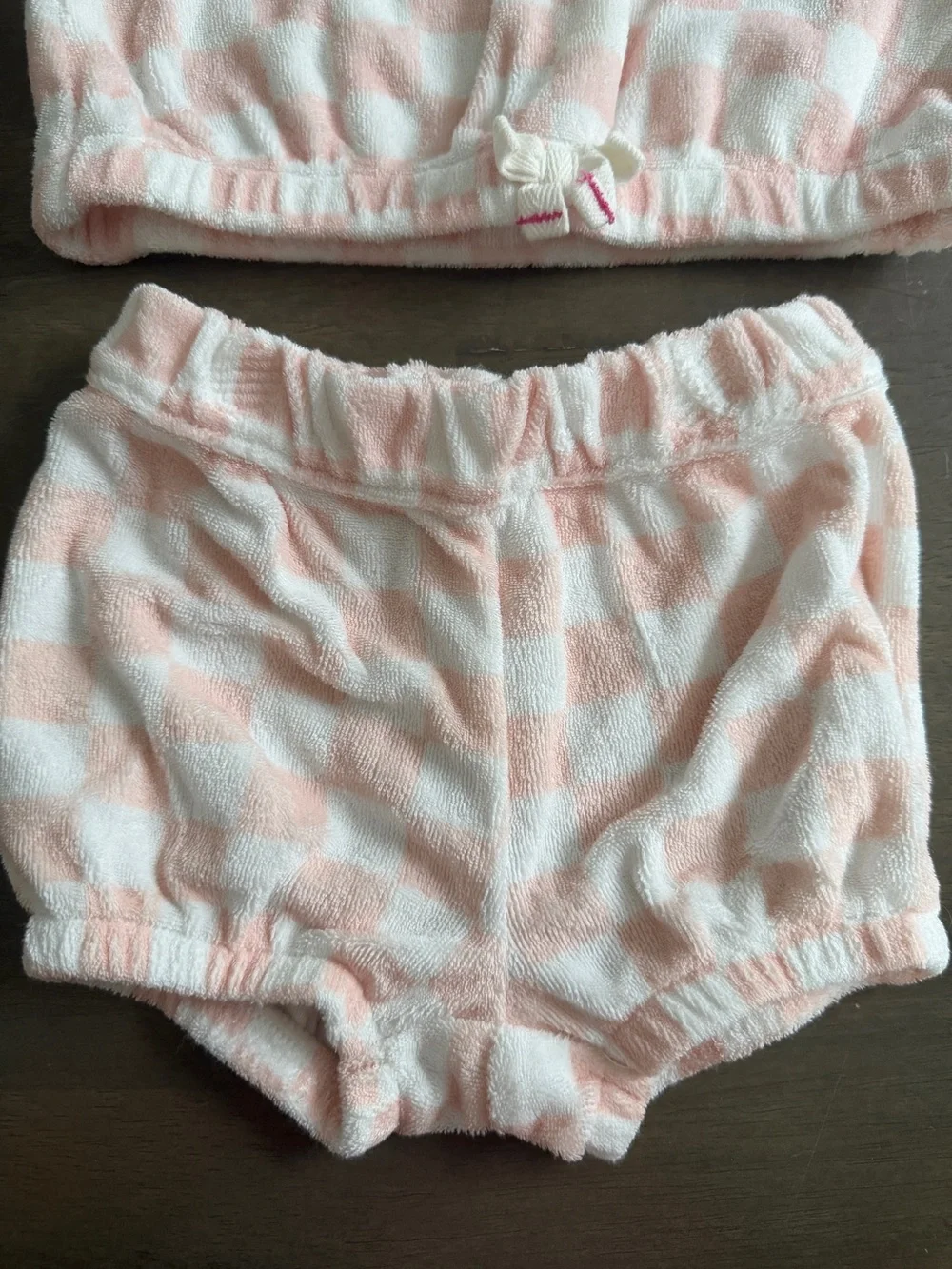 Carter's Baby 3M 2pc Outfit Set Pink/White Check Terry Top Shorts Spring/Summer